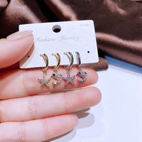 Cute Starfish Dolphin Small Ear Clip Gold Plated Zircon-embedded Earrings main image 3