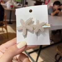 Fashion Starfish Shaped Inlay Pearl Barrettes Hair Accessories main image 3