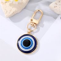 Fashion Alloy Inlaid Resin Eye Shaped Keychain Round Blue Eyes Bag Pendant Accessories sku image 3
