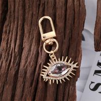 Fashion Alloy Inlaid  Rhinestone Eye Shaped Keychain Electroplated Gold Handbag Pendant sku image 3