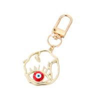 Fashion Alloy Hollow Dripping Keychain Round Geometric Blue Eyes Bag Pendant Accessories main image 3