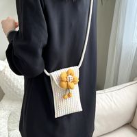 Cute New Woven Flower Women's Bag Crossbody Phone Shoulder Bag sku image 1