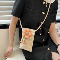 Cute New Woven Flower Women's Bag Crossbody Phone Shoulder Bag sku image 3