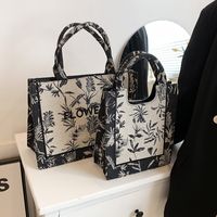 New Fashion Embroidery Portable Canvas Tote Bag Large Capacity Commuter Shoulder Bag main image 1