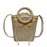 Women's New Summer Portable Shoulder Bag Woven Crossbody Straw Bucket Bag sku image 1