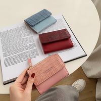 Korean Style Card Holder Fold Women's College Style Small Wallet main image 2