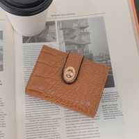 New Short Wallet Stone Embossed File Holder Paint Card Holder Clutch Lock Women's Coin Purse sku image 4