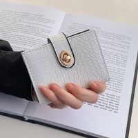 New Short Wallet Stone Embossed File Holder Paint Card Holder Clutch Lock Women's Coin Purse main image 3