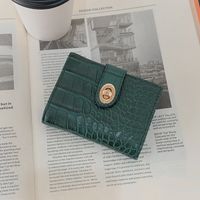 New Short Wallet Stone Embossed File Holder Paint Card Holder Clutch Lock Women's Coin Purse sku image 3