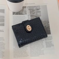 New Short Wallet Stone Embossed File Holder Paint Card Holder Clutch Lock Women's Coin Purse sku image 2