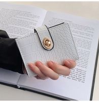 New Short Wallet Stone Embossed File Holder Paint Card Holder Clutch Lock Women's Coin Purse sku image 1