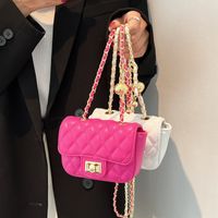 Bolso De Cadena De Pu De Color Caramelo De Estilo Clásico, Bolso De Mujer De Hilo De Bordado Rombico Al Por Mayor main image 1