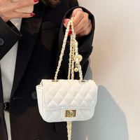 Bolso De Cadena De Pu De Color Caramelo De Estilo Clásico, Bolso De Mujer De Hilo De Bordado Rombico Al Por Mayor sku image 1