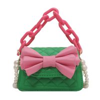 Acrylic Thick Chain Small Bag Summer Candy Color Rhombus Pearl Tote Shoulder Messenger Bag main image 4
