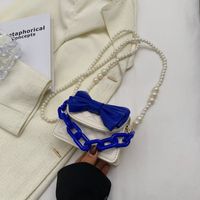 Acrylic Thick Chain Small Bag Summer Candy Color Rhombus Pearl Tote Shoulder Messenger Bag sku image 4