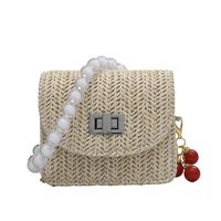 Mini Lipstick Pack Summer New Straw Pearl Hand Women's Casual Candy Color Chain Messenger Bag main image 3
