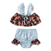 Girls Swimsuit Suit Summer Print Swimming Sling Clothing Children Water Sportswear sku image 10