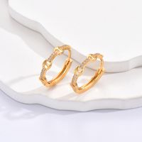 Mode Einfache Geometrische Kupfer Vergoldet
intarsien Zirkon Ohrringe main image 6