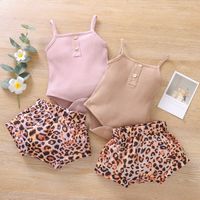 2022 Neue Kinder Kleidung Sling Top Leopard Print Shorts Zwei-stück Anzug main image 2