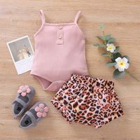 2022 New Children's Clothing Sling Top Leopard Print Shorts Two-piece Suit sku image 2