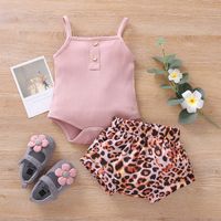 2022 New Children's Clothing Sling Top Leopard Print Shorts Two-piece Suit sku image 1