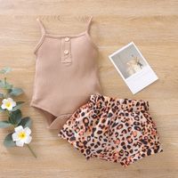 2022 New Children's Clothing Sling Top Leopard Print Shorts Two-piece Suit sku image 6