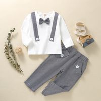 Children's Clothing Spring And Autumn Stripes Trousers Gentleman Pullover Baby Suit sku image 1