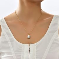 Fairy Style Shining Square Zircon Pendant Copper Necklace main image 1