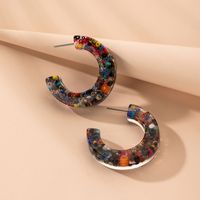 C-shaped Inlaid Colored Turquoise Acetate Plate Fashion Earrings Wholesale Nihaojewelry sku image 2