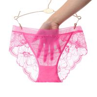 Bragas De Cintura Media De Malla Sexy De Talla Grande Con Entrepierna De Algodón Purificada De Encaje Para Mujer main image 4