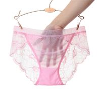 Plus Size Sexy Mesh Women's Mid-waist Panties Lace Purified Cotton Crotch main image 5