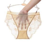 Plus Size Sexy Mesh Women's Mid-waist Panties Lace Purified Cotton Crotch sku image 1