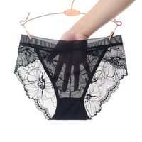 Plus Size Sexy Mesh Women's Mid-waist Panties Lace Purified Cotton Crotch sku image 7