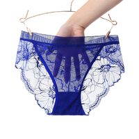 Plus Size Sexy Mesh Women's Mid-waist Panties Lace Purified Cotton Crotch sku image 13