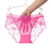 Plus Size Sexy Mesh Women's Mid-waist Panties Lace Purified Cotton Crotch sku image 22