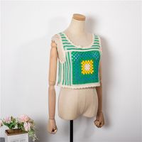 Summer New Cotton Linen Crochet Embroidery Retro Hollow Camisole Women's Top main image 3