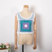 Summer New Cotton Linen Crochet Embroidery Retro Hollow Camisole Women's Top main image 5