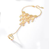 Fashion Retro Ethnic Jewelry Copper Plating 18k Gold Coin Bracelet Ring Integrated Chain main image 3