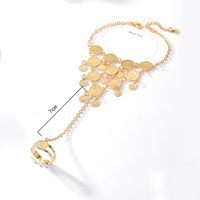 Fashion Retro Ethnic Jewelry Copper Plating 18k Gold Coin Bracelet Ring Integrated Chain main image 4