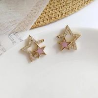 Fashion Simple Diamond-embedded Five-star Shaped Cute Earrings main image 3