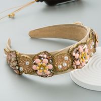 Fashion Baroque Flower Wide-brimmed Three-dimensional Pearl Hair Accessories Women Headband main image 5