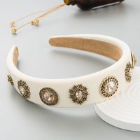 Neue Mode Haar Zubehör Weibliche Barock Farbe Glas Bohrer Beige Stirnband main image 6