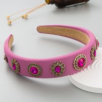 New Fashion Hair Accessories Female Baroque Color Glass Drill Beige Headband sku image 1