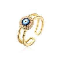 Fashion Copper Plating 18k Gold Zircon Dripping Devil's Eye Geometric Open Ring Female New sku image 3
