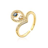 Fashion Copper Plating 18k Gold Zircon Dripping Devil's Eye Geometric Open Ring Female New sku image 6
