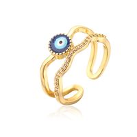 Fashion Copper Plating 18k Gold Zircon Dripping Devil's Eye Geometric Open Ring Female New sku image 4