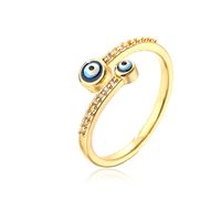 Fashion Copper Plating 18k Gold Zircon Dripping Devil's Eye Geometric Open Ring Female New sku image 5