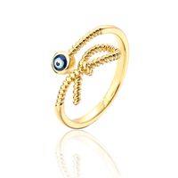 Fashion Copper Plating 18k Gold Zircon Dripping Devil's Eye Geometric Open Ring Female New sku image 1