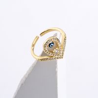 Fashion Copper Plating 18k Gold Zircon Dripping Devil's Eye Geometric Open Ring Female New main image 3