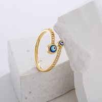 Fashion Copper Plating 18k Gold Zircon Dripping Devil's Eye Geometric Open Ring Female New main image 6